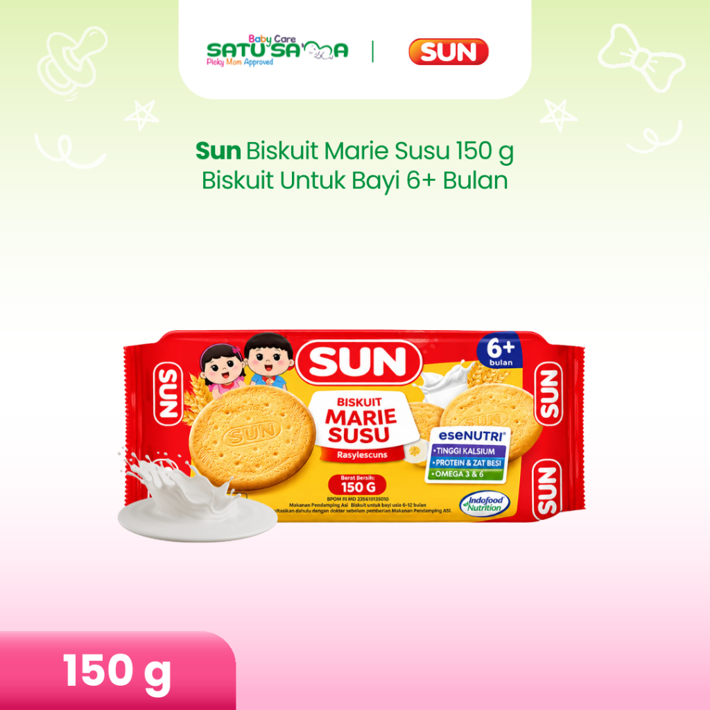 Sun Biskuit Bayi Marie Susu 150 G - Biskuit MPASI 6+ Bulan