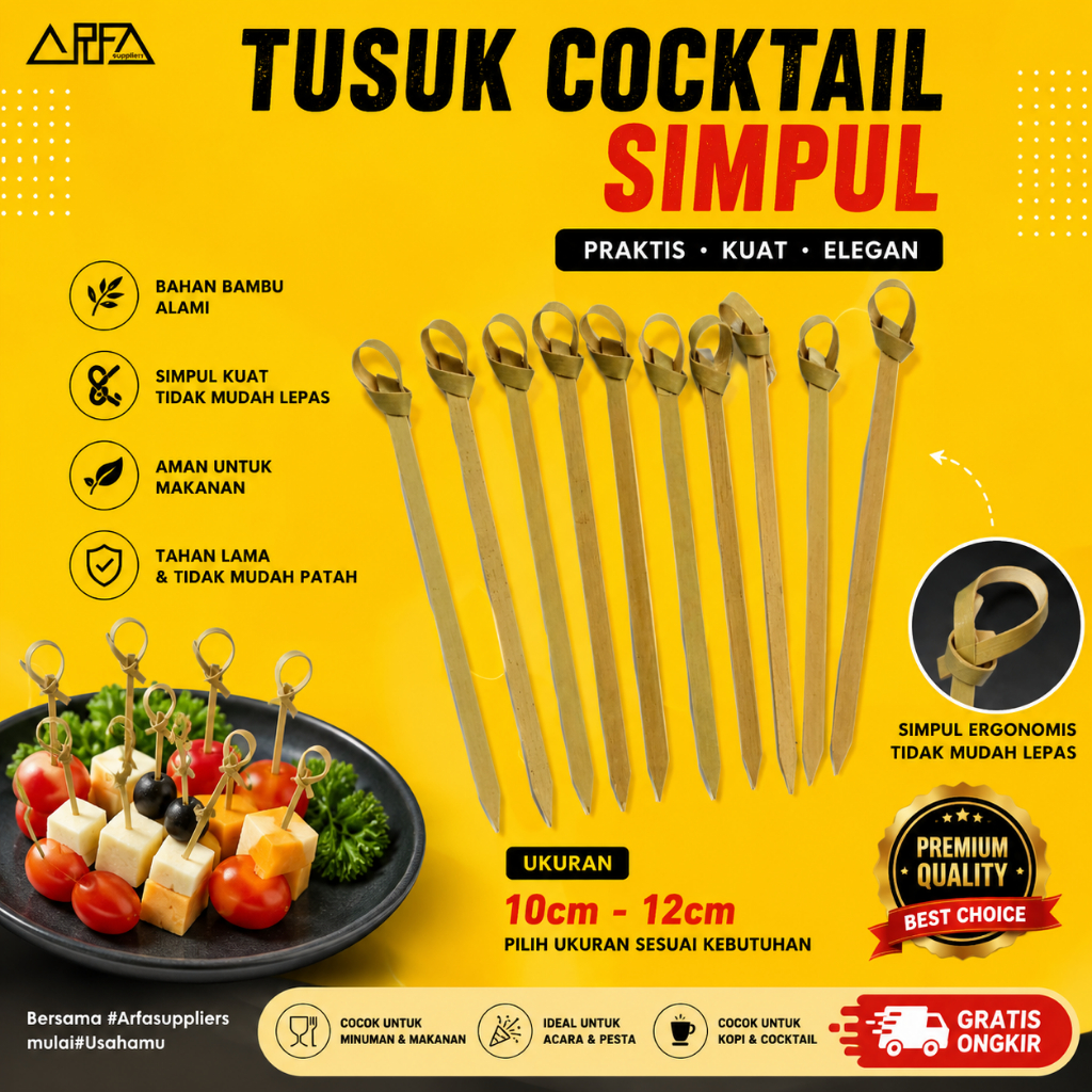 Tusuk Bambu Cocktail Simpul Teposuki Tusuk Buah isi 100
