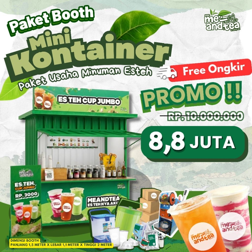 [Gratis Ongkos Pengiriman] Paket Usaha Es Teh Me and tea (Paket Booth Mini Container)