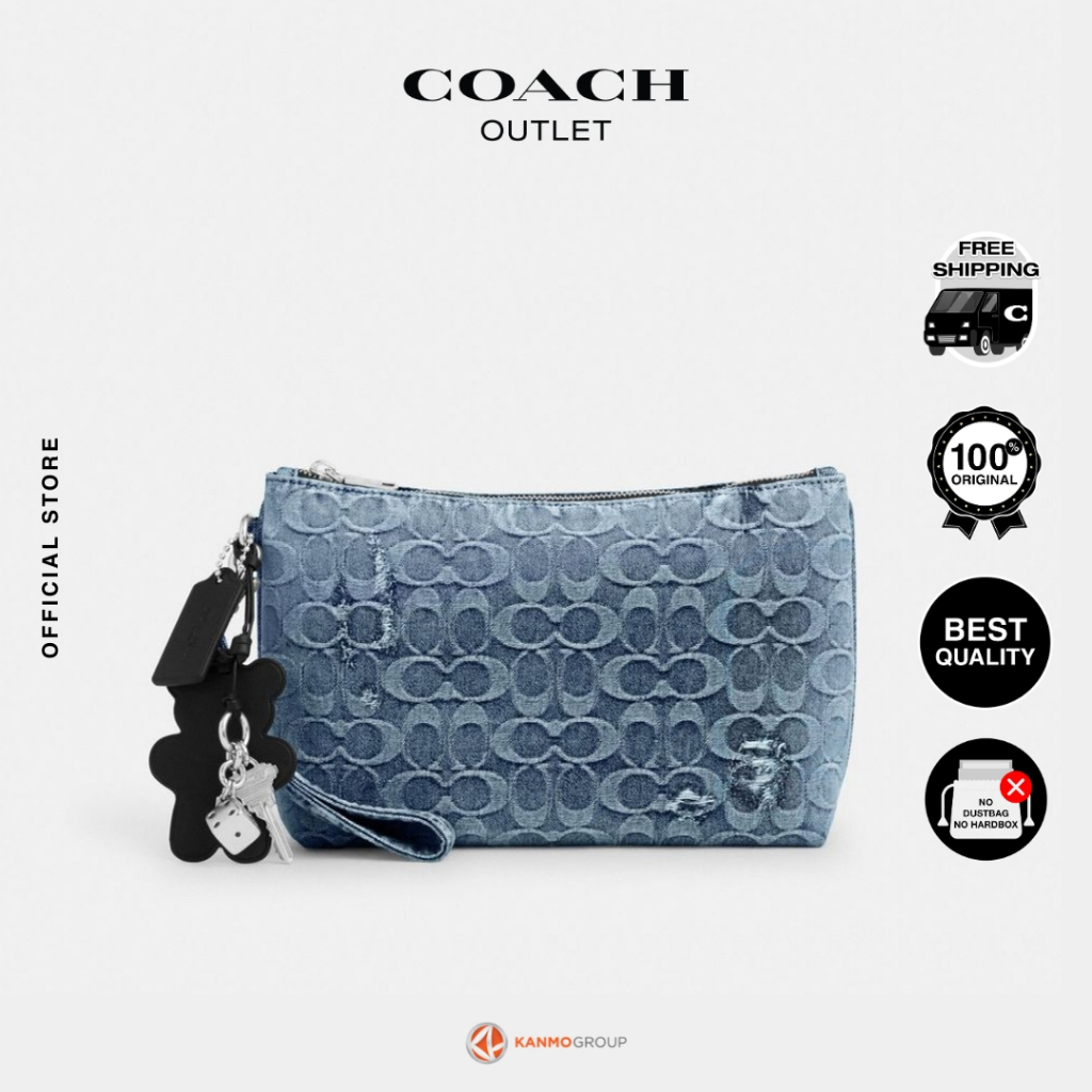 Coach Pouch In Loved Signature Denim With Charms - Dompet Pouch Pria