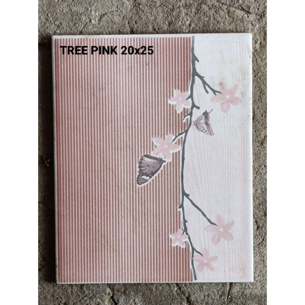 Keramik Dinding Kamar Mandi 20x25 Tree Pink Motif Bunga KW1