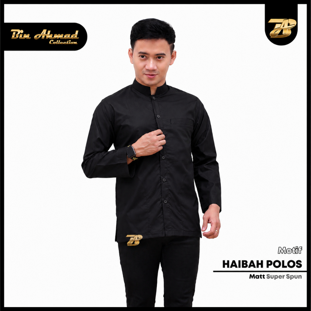 BIN AHMAD Baju Koko Dewasa Lengan Panjang Koko Polos