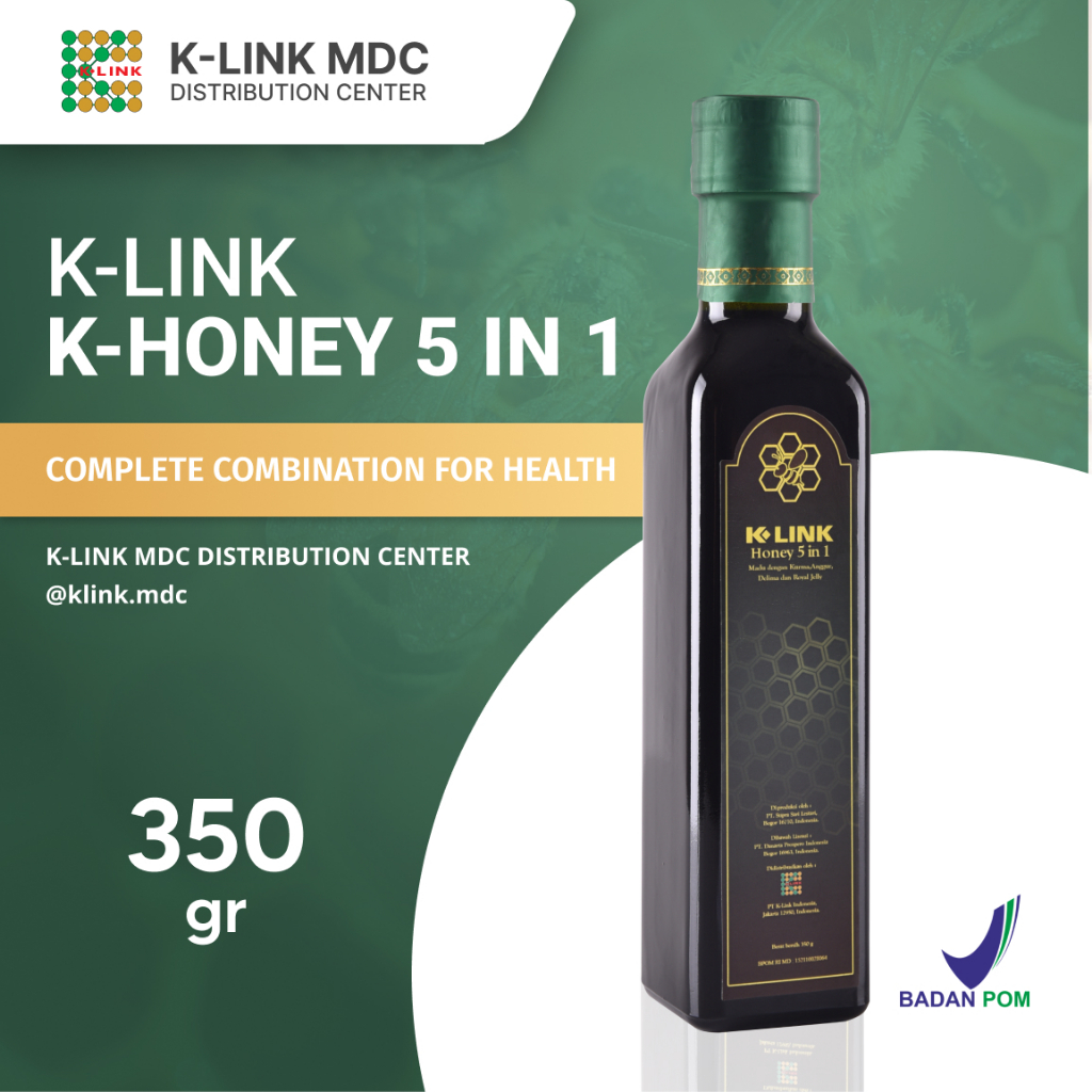 K-Link K-Honey 5 in 1 BPOM Halal MUI Madu Ekstrak Buah Kurma Kemasan Baru Madu Murni Berkualitas Tin