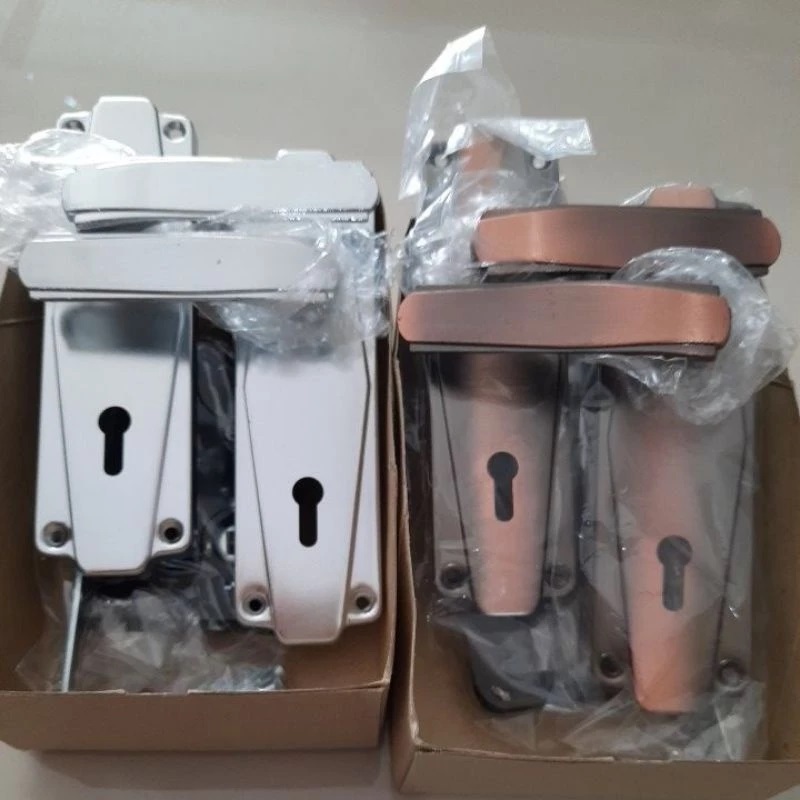 Handle Kunci Pintu Kecil Set Komplit Napoli Coklat/Silver
