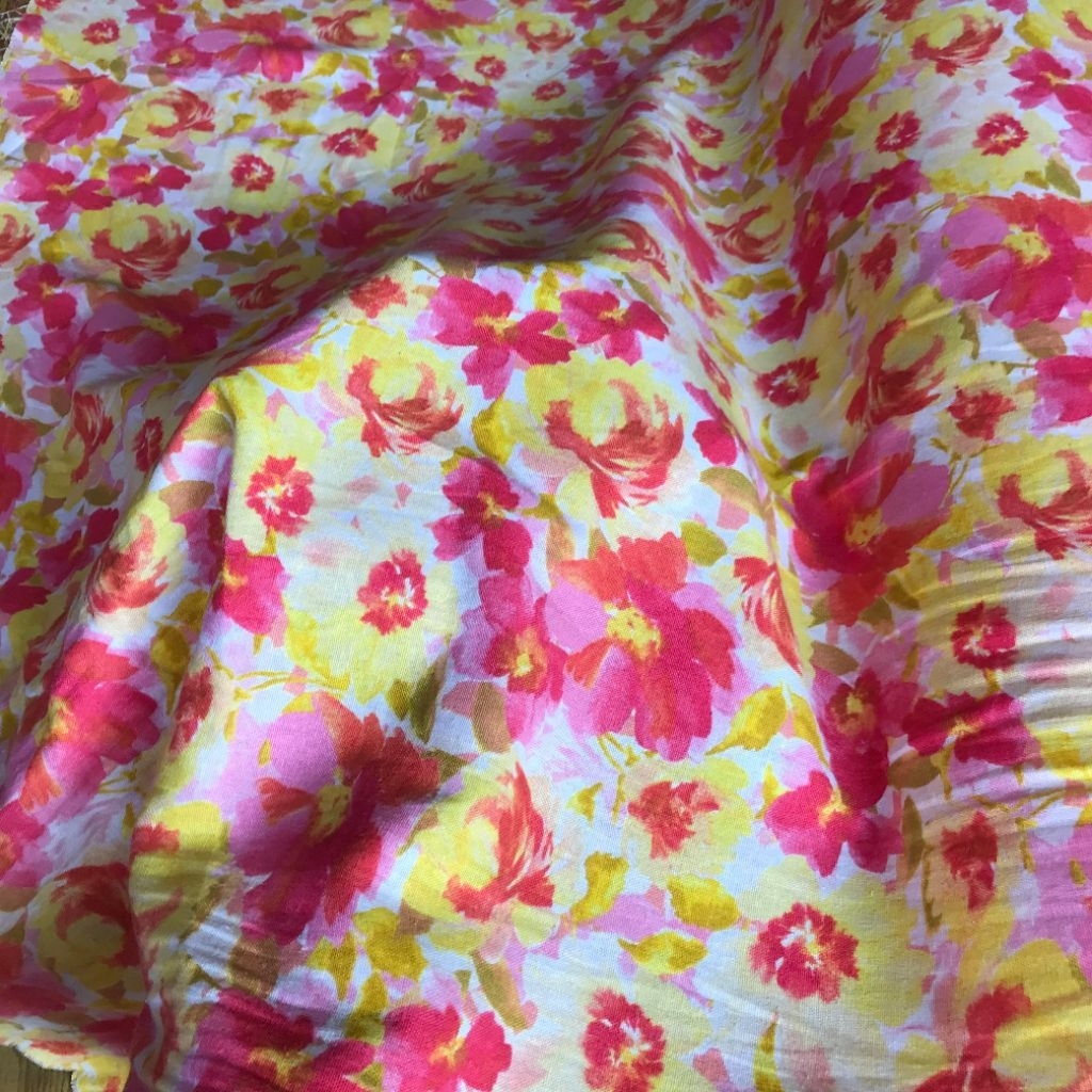 kain katun linen motif - katun linen motif bunga - katun linen UNIQLO