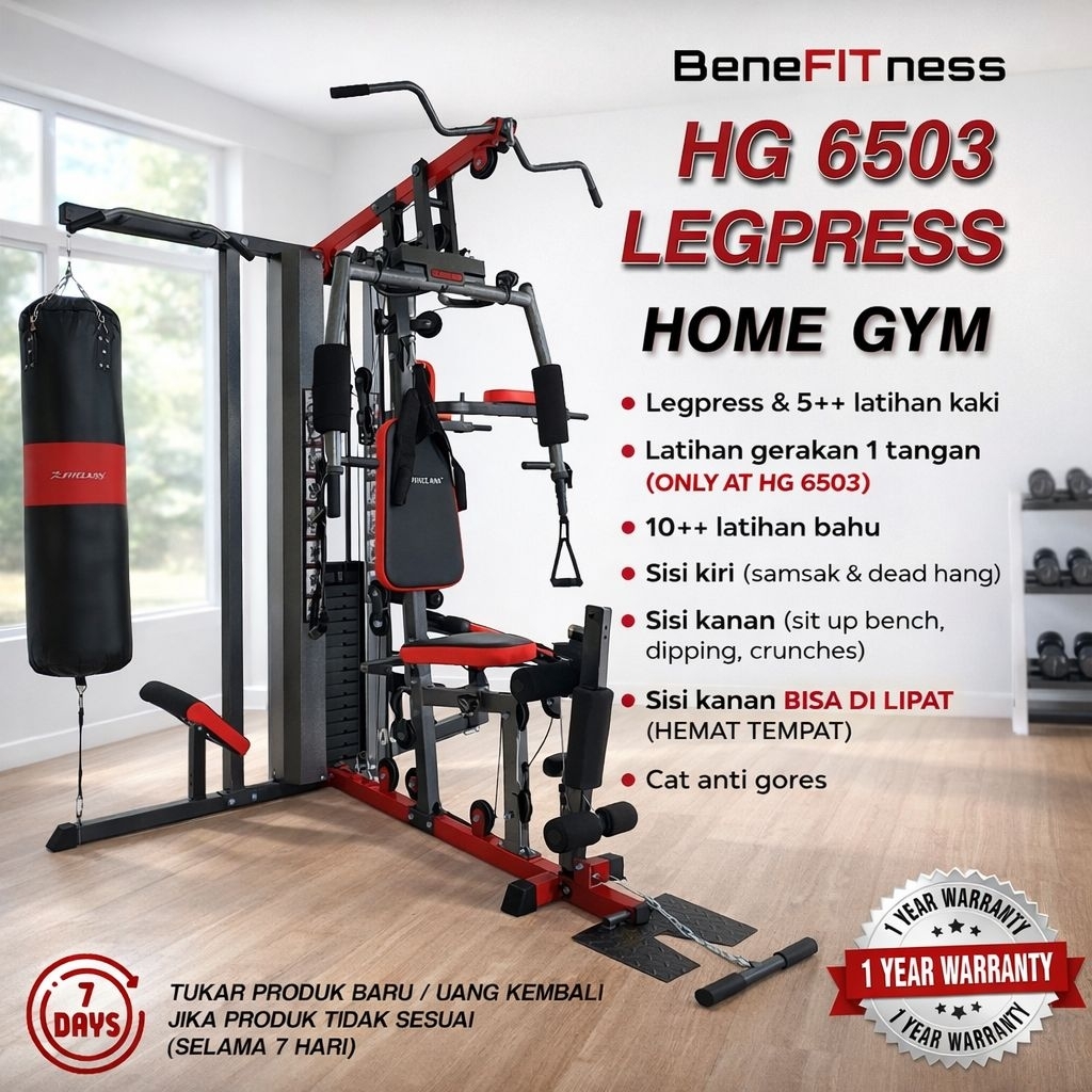 Home Gym Multifungsi HG 6503 LEG PRESS - Home Gym Total Fitness 1-3 Sisi Smith & Gym Home Set