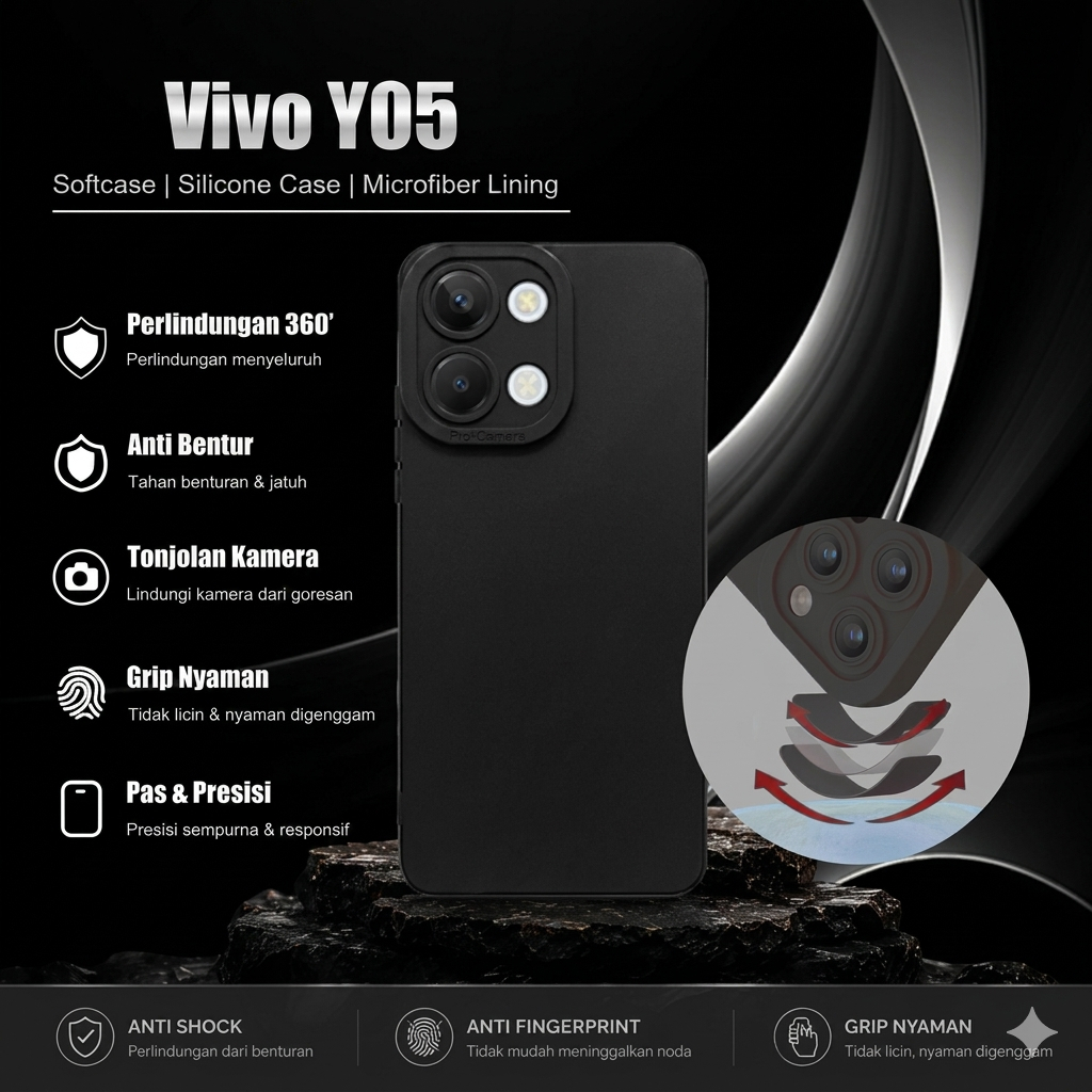 [SC] Softcase Vivo Y05 | Case Vivo Y05 | Silikon Polos Vivo Y05 | Casing Murah Vivo Y05 | Camera Pro