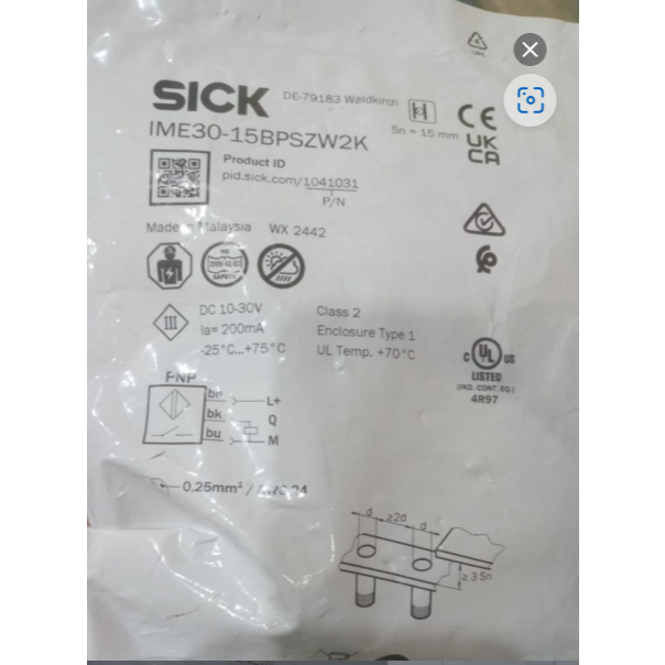 IME30-15BPSZW2K Inductive Proximity Sensor  (1041031) SICK Sensor