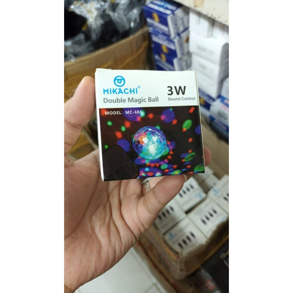 Lampu Disco LED RGB DOUBLE BALL Mikachi MC-686 mikachi