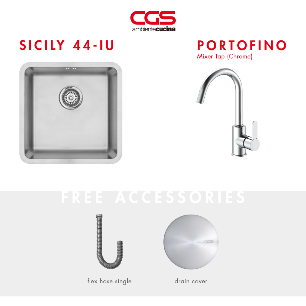 CGS Sicily 44-IU Kitchen Sink + CGS Portofino Mixer Taps