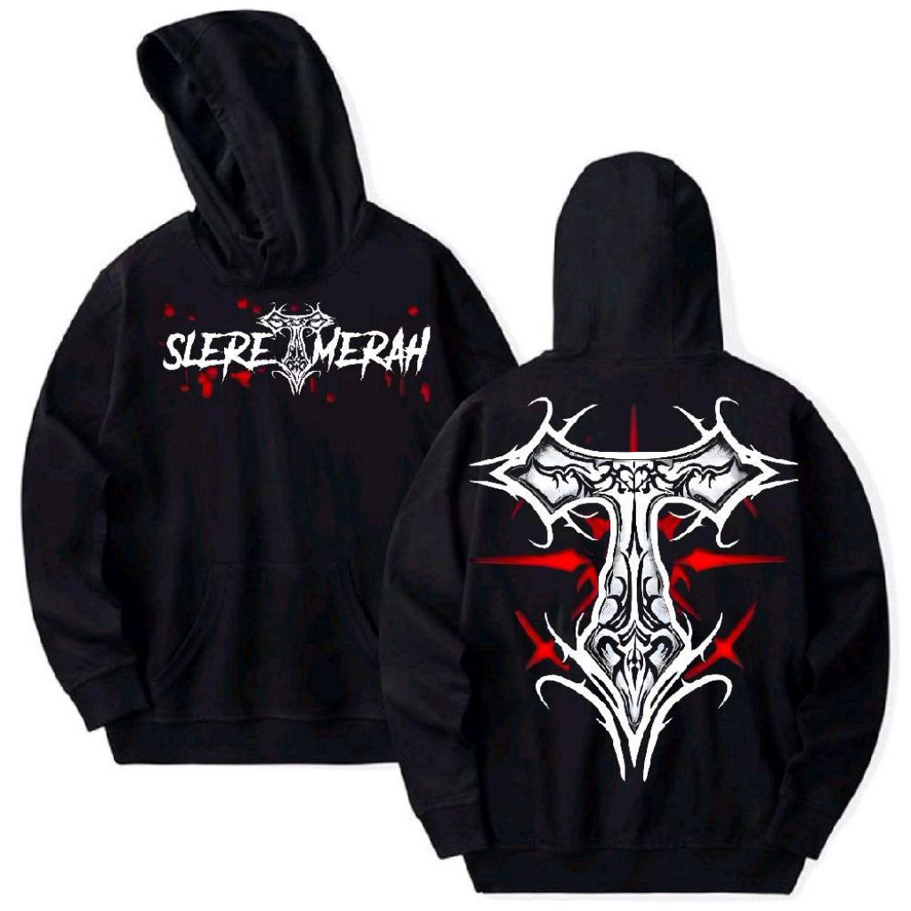 PROMO! Hoodie Korlap SlereT Merah Warna Hitam Kualitas Terbaik Bahan Tebal Halus Murah