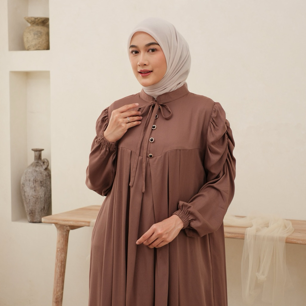 Gamis Twill Polos Premium Busui Freindly Bahan Rayon Premium