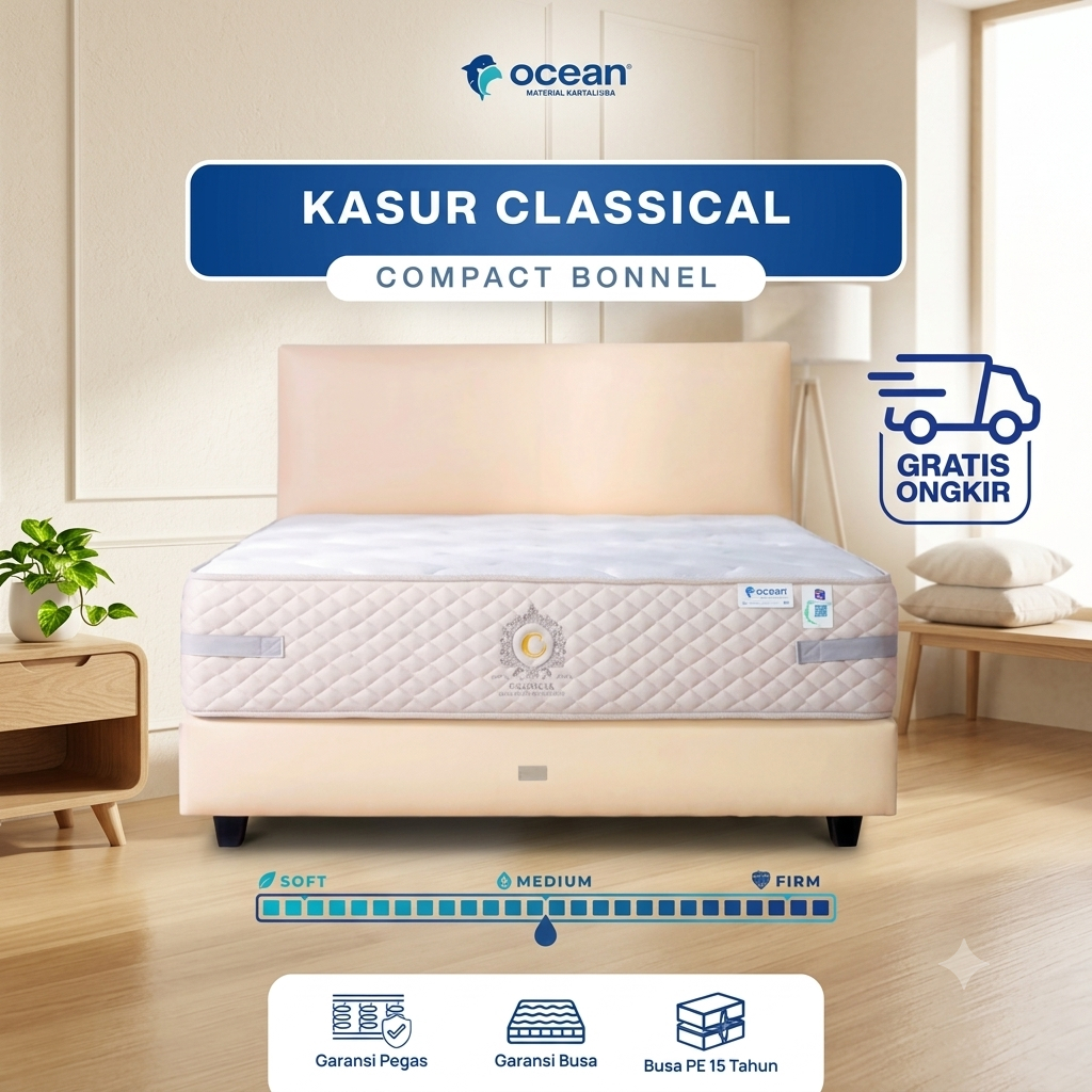 Springbed Ocean Tipe Classical Compact Bonnel Tebal 32 CM Garansi 15 Tahun Busa & Per - Golden Mebel