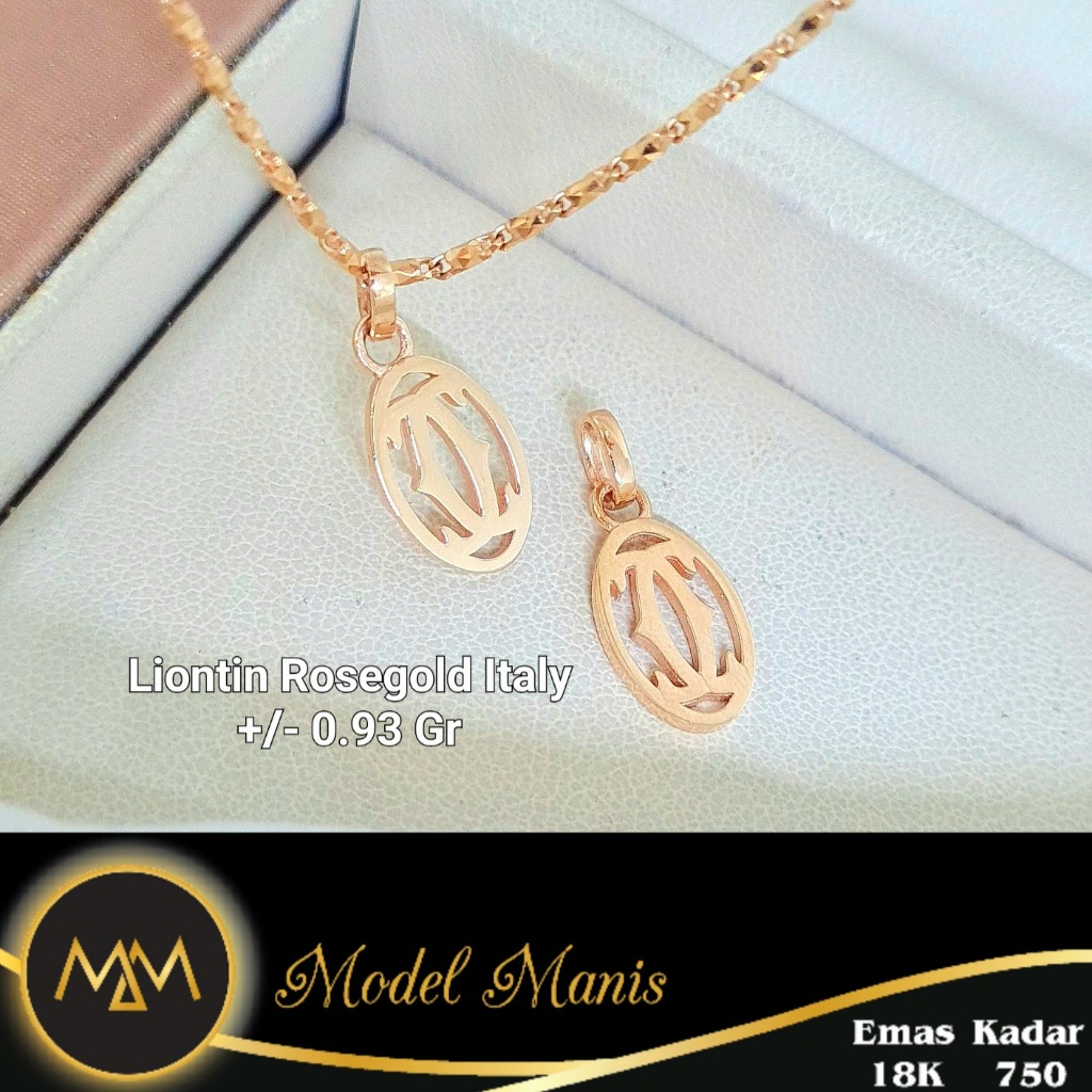 Liontin Fashion Oval Italy AU Rosegold 750 kadar 18k