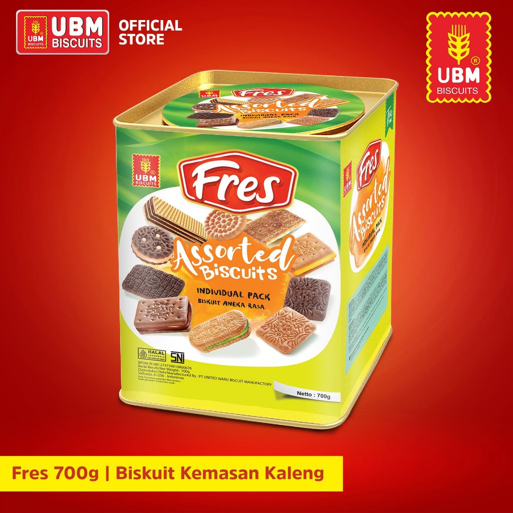 UBM Biscuit Fres Assorted 700g Biskuit Assorted Kaleng Segi