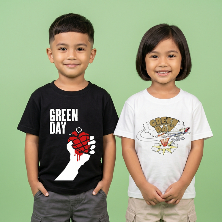 BEE COLONY Kaos Band Anak Motif Gambar GREEN DAY Baju Anak Laki-Laki Perempuan Bahan Cotton Combed 2