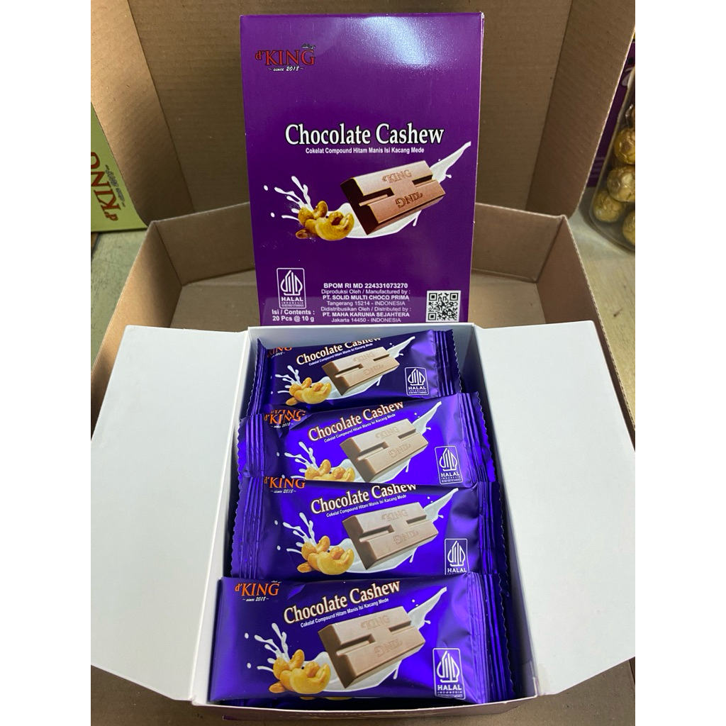 1 Kotak (20 pcs) Chocolate Cashew d'King