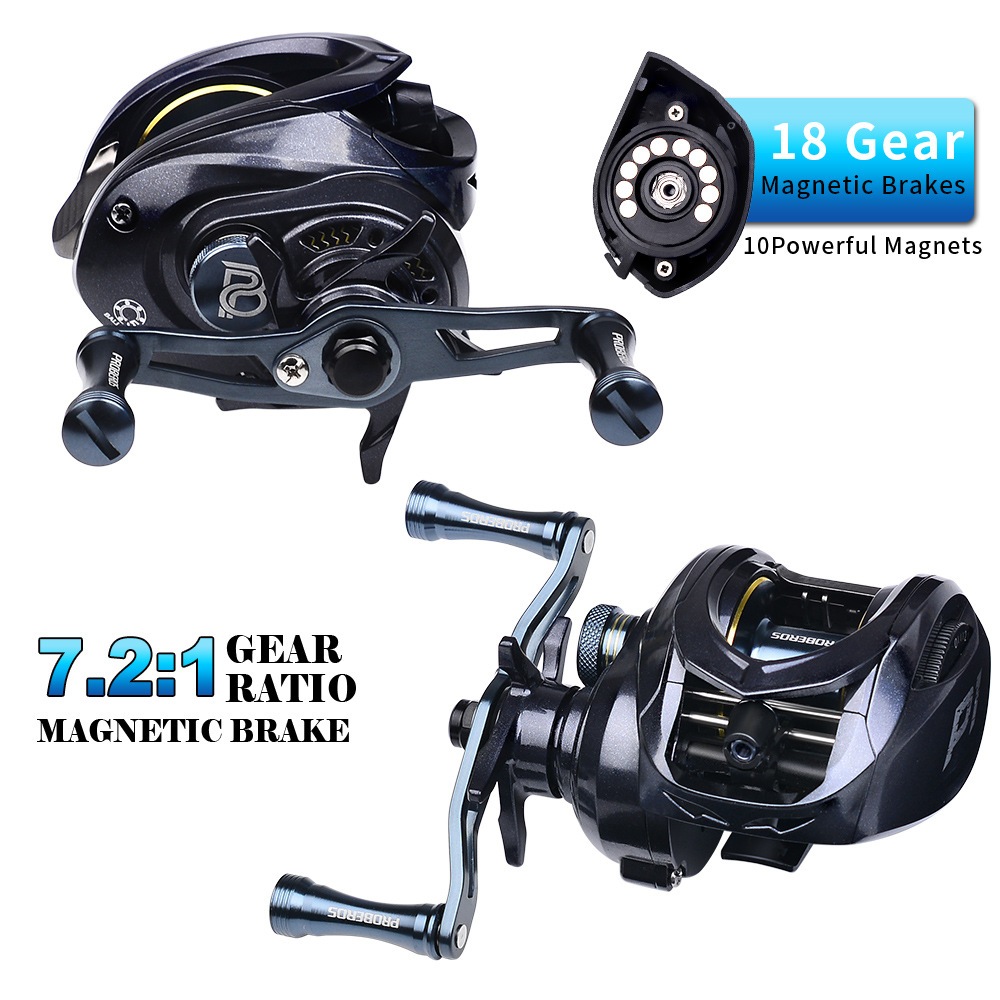 Reel Baitcasting Proberos Reel BC 5+1BB Handle Kiri Gear Ratio 7.2:1 Max Drag 8kg