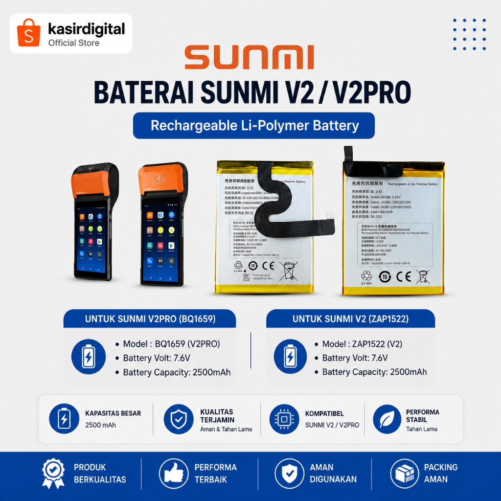 Batre Baterai Sunmi V2 / V2 PRO NEW