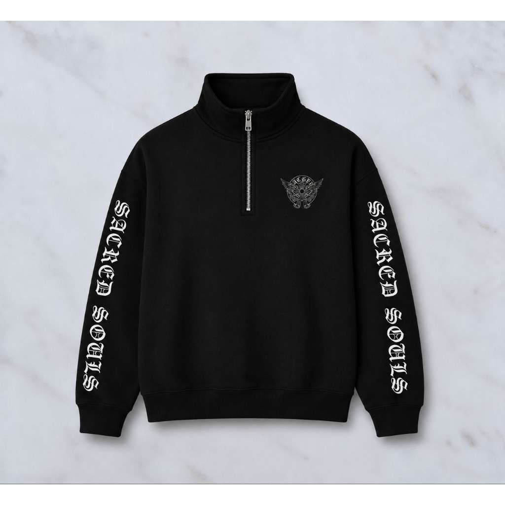 Jaket Half zipper Where Shadows Take Flight x chrome hearts unisex