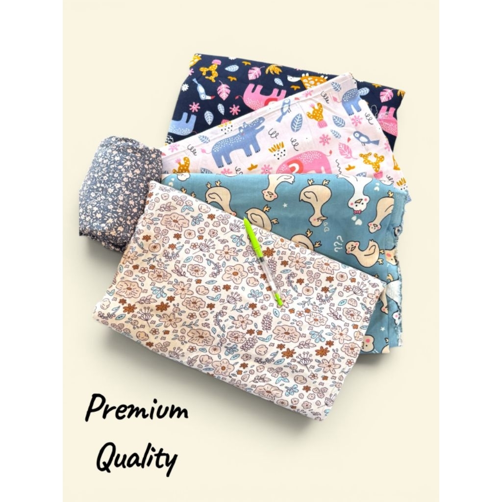 Kain Katun Rayon Viscose Motif Arahan Anak-Anak Premium | kain katun rayon viscose motif gajah (0,5 