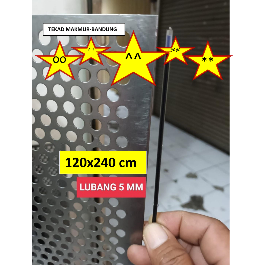 Bulat 5 mm - 120x240 cm - RAM Speaker Plat Besi Lobang Grill Speaker - Mesh Cover Grill Pelindung Au