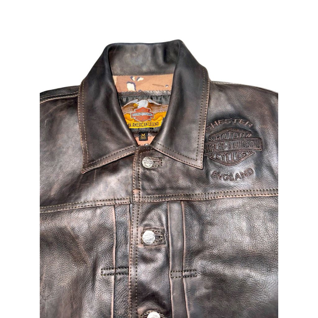 Harley Davidson Type 2 Leather Trucker Jacket X Jaket Kulit Levi's Redskins Vintage Schott Avirex Va