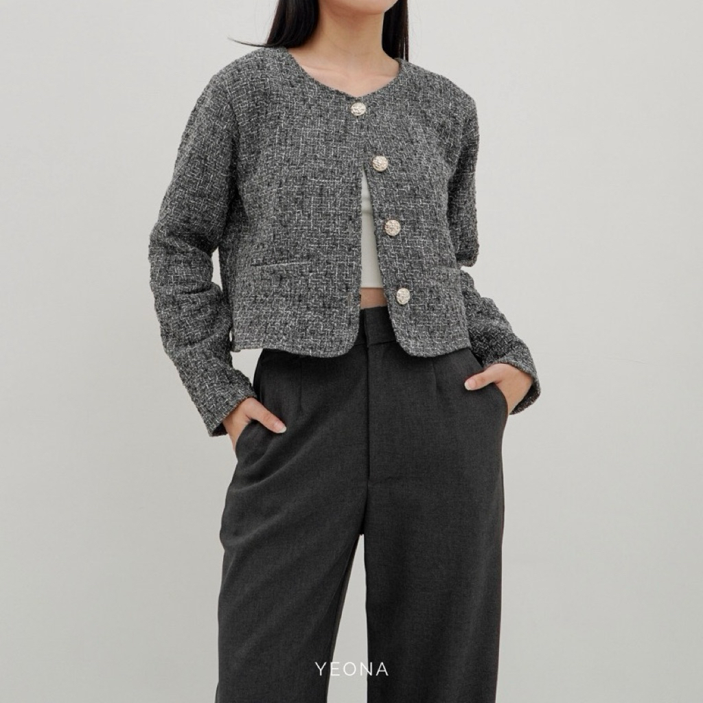 kano tweed blazer yeona