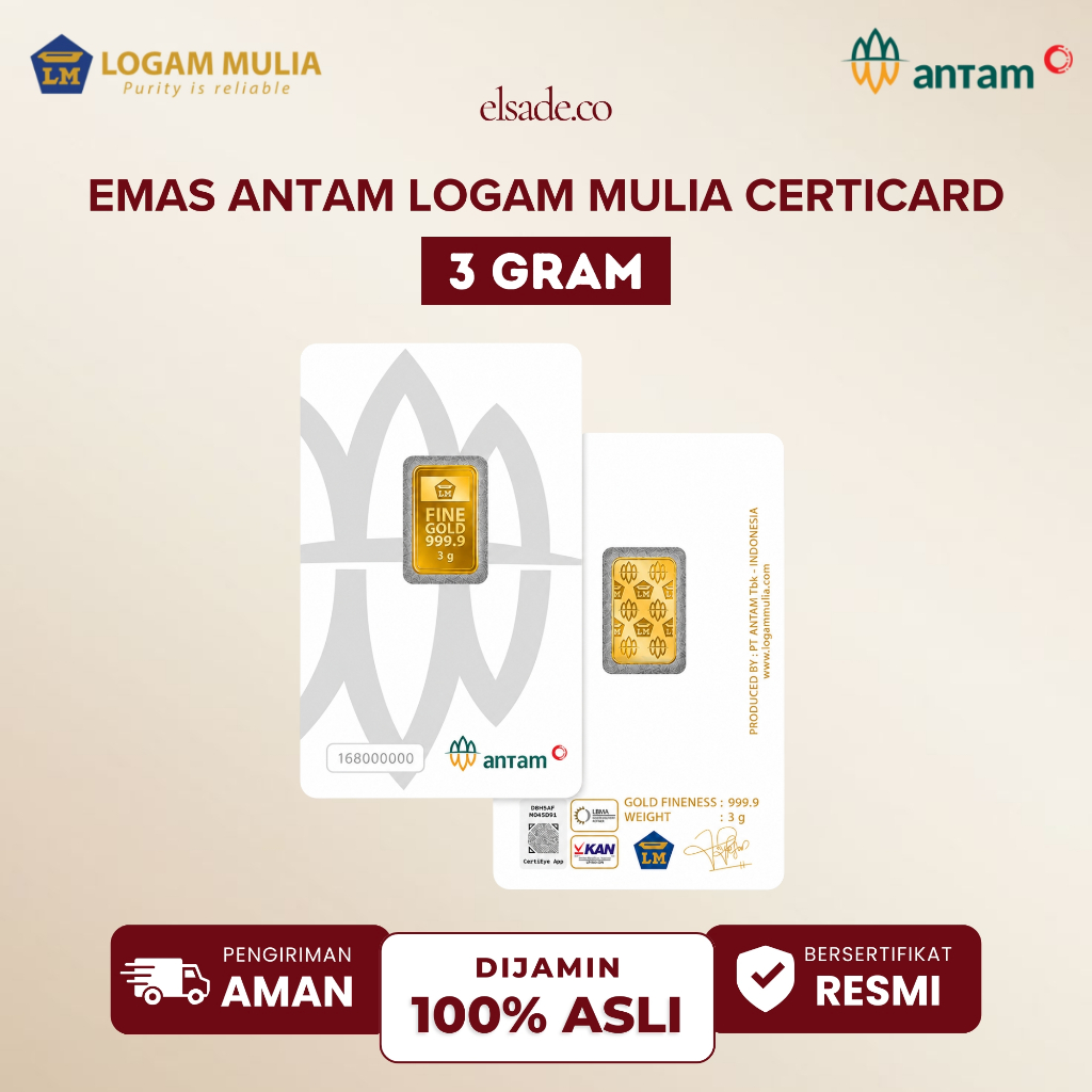 EMAS ANTAM LOGAM MULIA CERTICARD 3 GRAM LM EMAS BATANGAN 3 GR