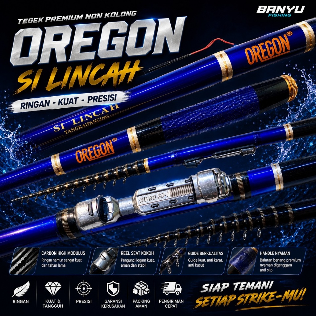 TEGEK OREGON SILINCAH KOLONG RUAS PENDEK KAKU RINGAN TANGKAI PANCING 180 210 240 270 300 360 450
