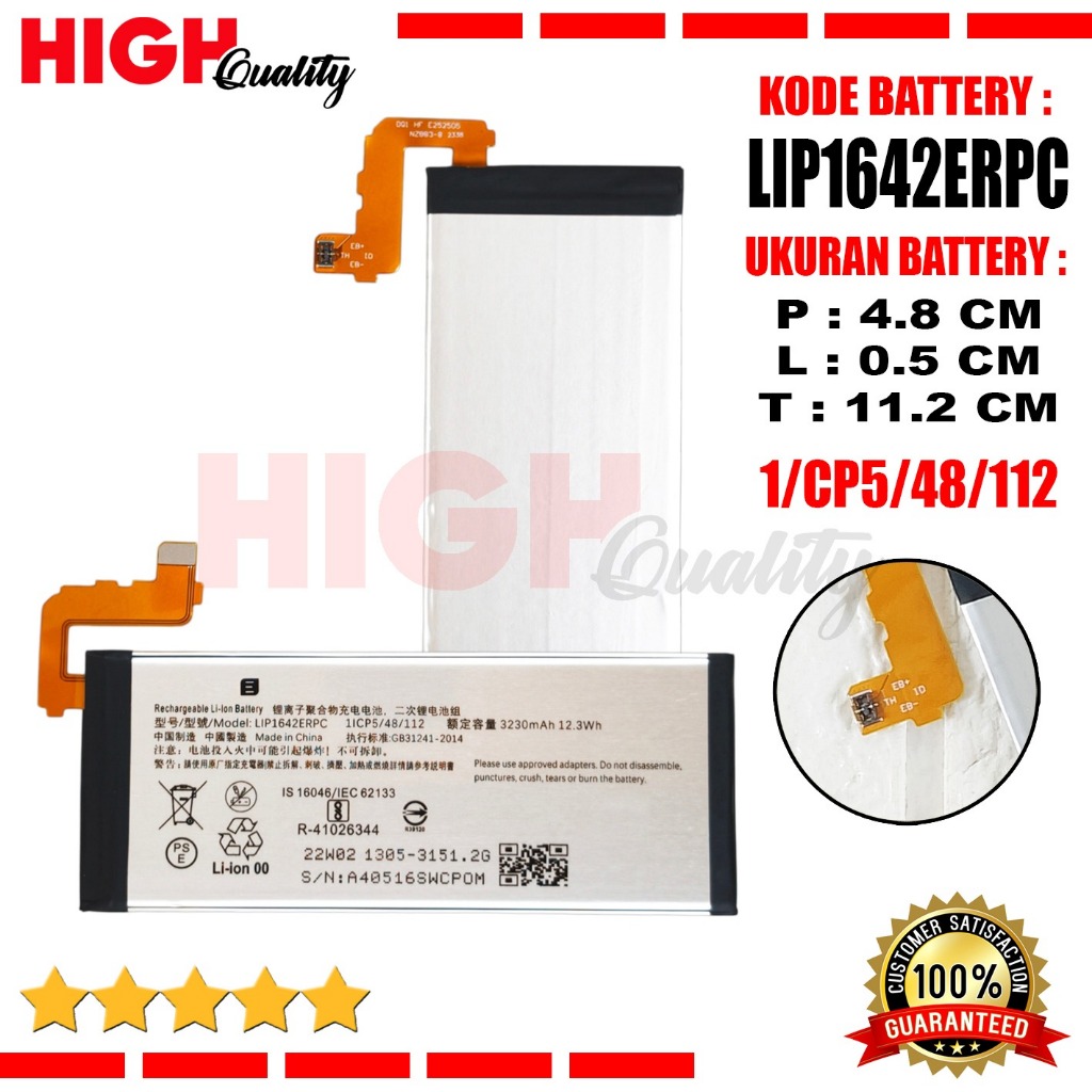 Baterai LIP1642ERPC Sony Xperia XZ Premium G8141 G8142 G8188 SO-04K SO-04J Battery High Quality