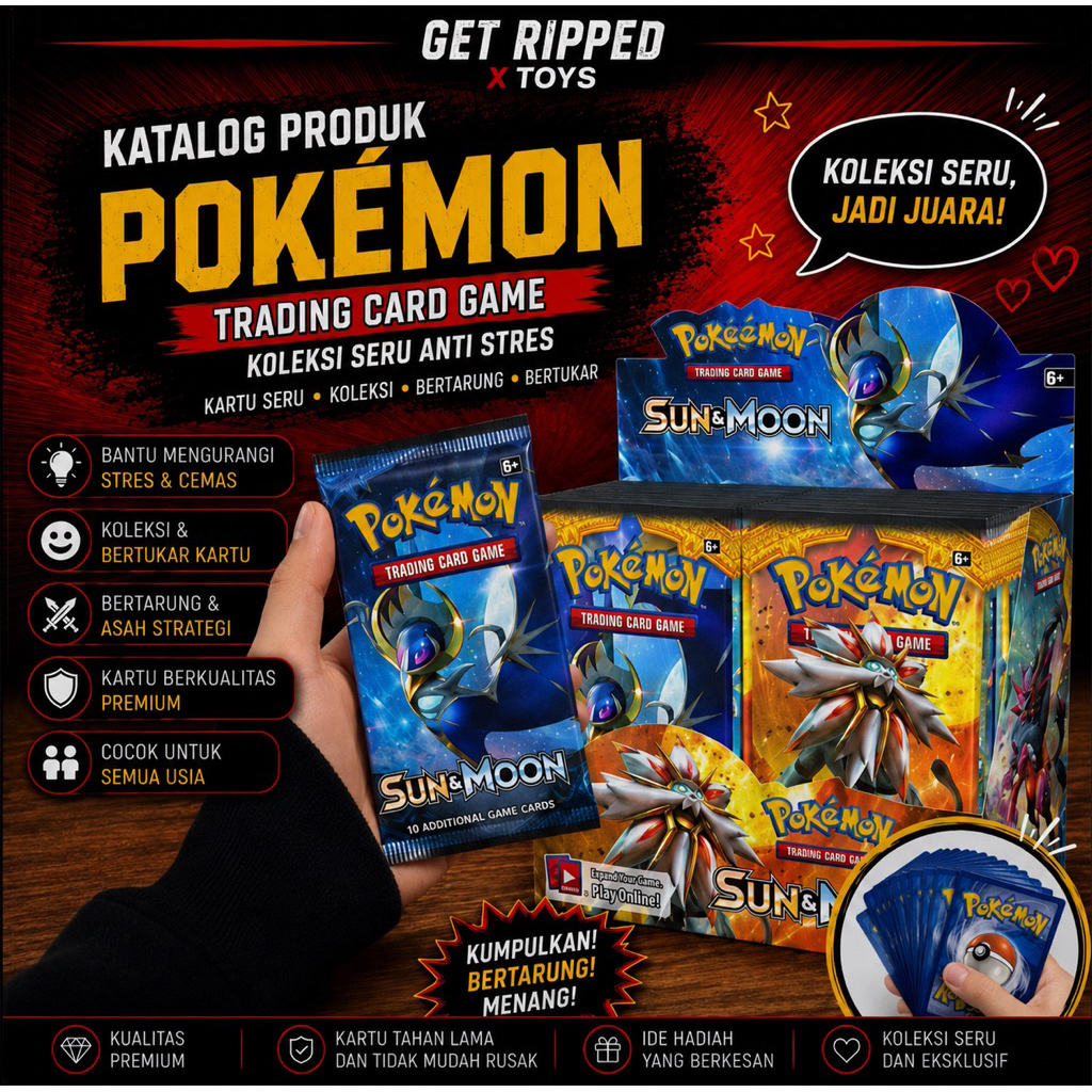 GET TOYS-Kartu Pokemon 9PCS CARD Trading Card Pikachu Charizard Gold Silver Black Bahasa Inggris