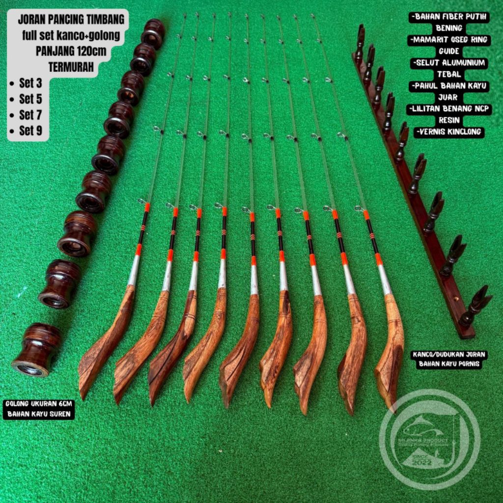 Joran pancing/joran timbang fullset kanco dan golong/panjang 80cm-120cm fiber bening