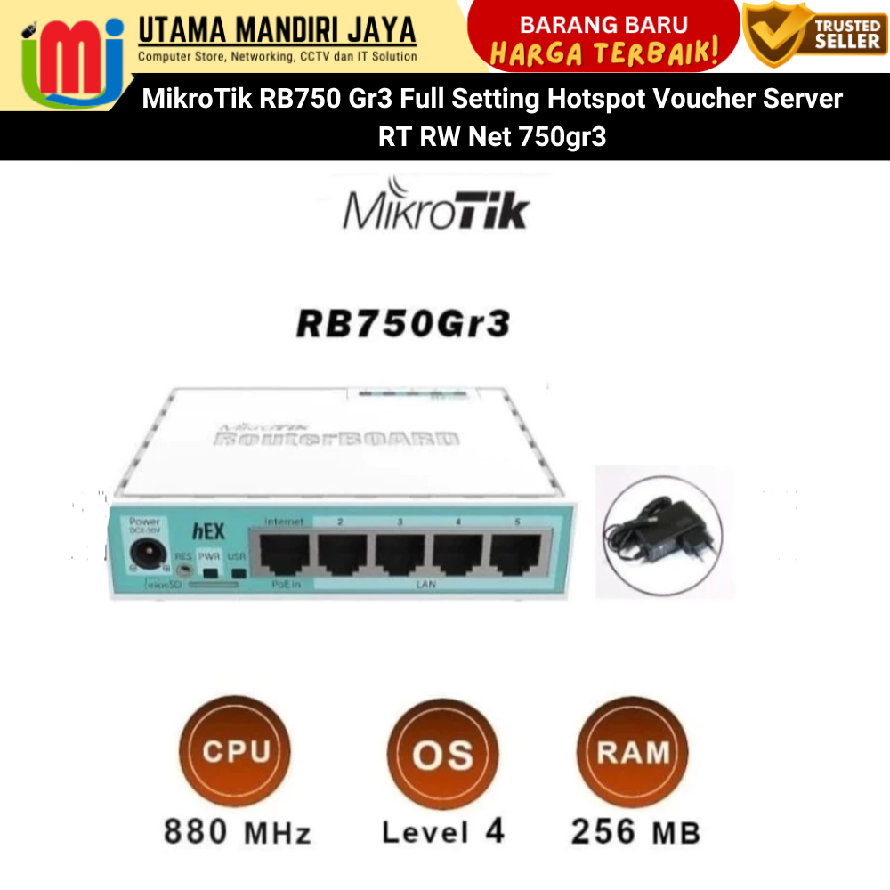 MikroTik RB750 Gr3 Full Setting Hotspot Voucher Server RT RW Net 750gr3