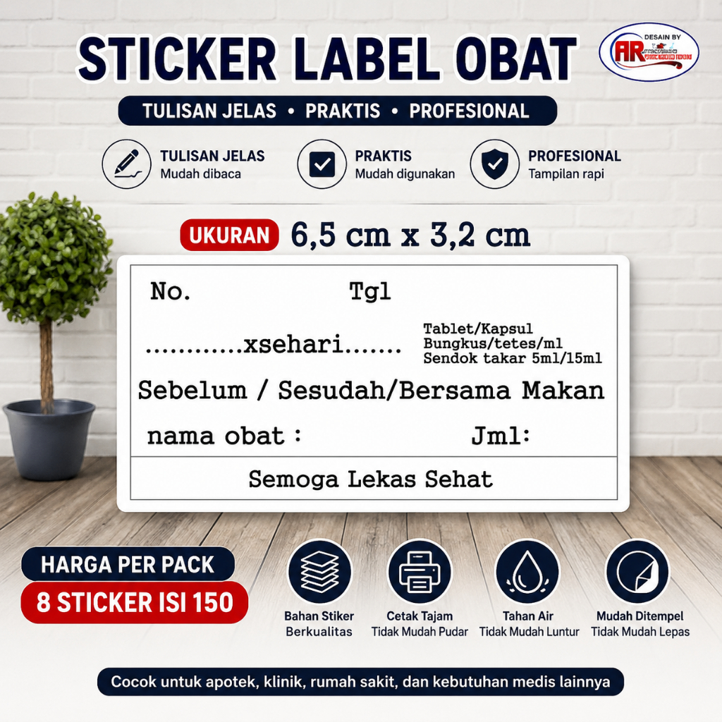 NH Bidan Etiket obat / label stiker dan non sticker kapsul tablet harga per pack isi 150lembar