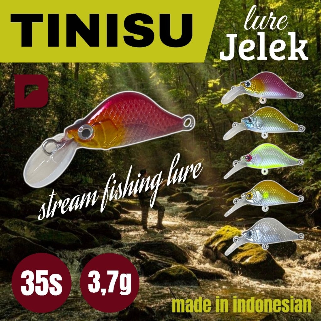 LURE JELEK - MINNOW TINISU 34S - STREAM FISHING LURE - MICRO LURE -  MINNOW DEEP - MINNOW LIDAH PANJ
