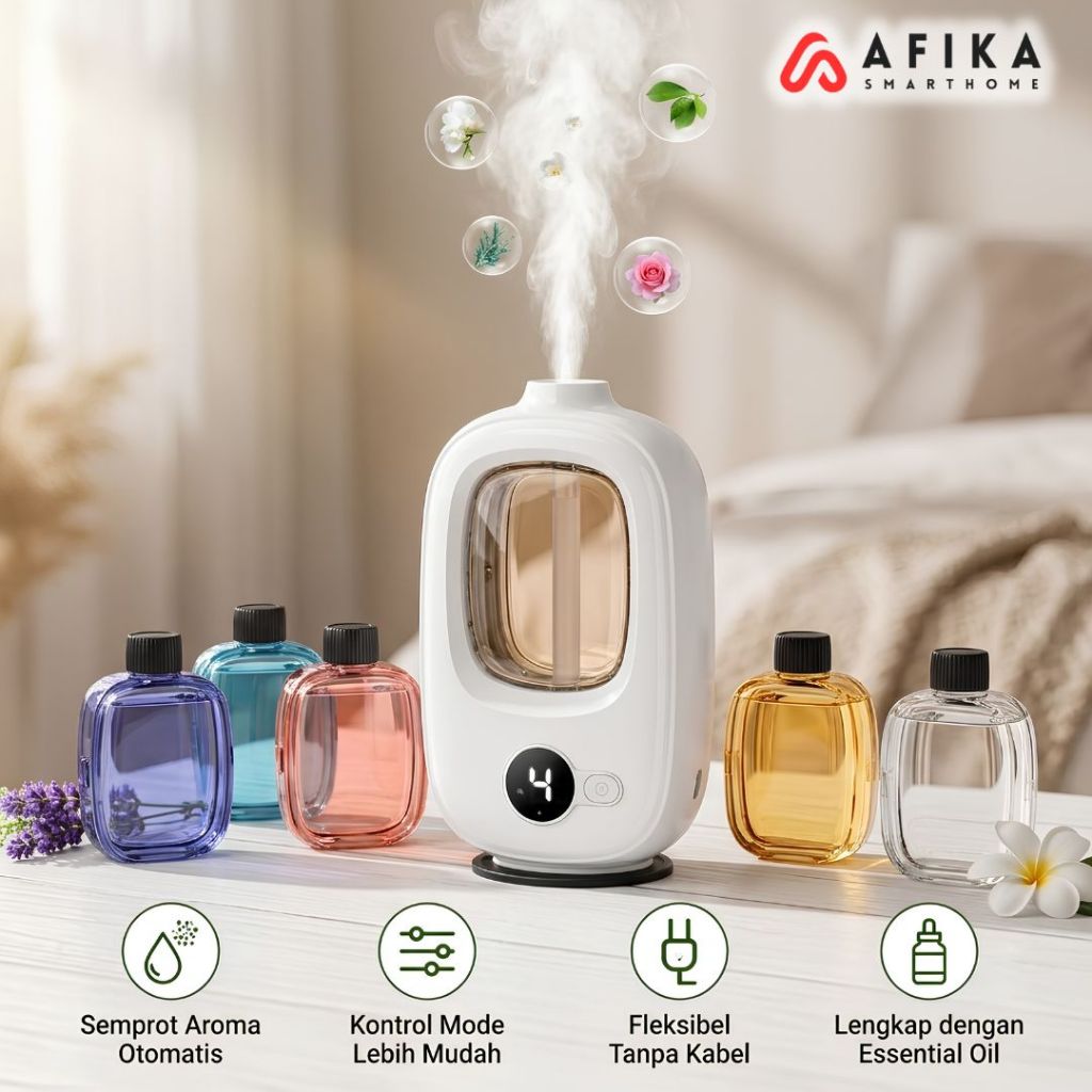 Diffuser Automatic Pengharum Ruangan Otomatis Mesin Semprot Parfum Ruangan LED Digital Rechargeable