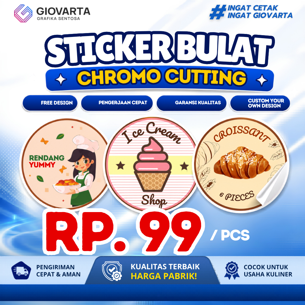 Cetak Stiker Bulat - Label Bulat - Label Kotak - Label Makanan - Stiker Cromo