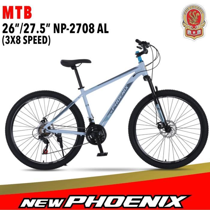 SEPEDA GUNUNG MTB 26 NEW PHOENIX NP-2708 AL FRAME ALLOY 24 SPEED REM CAKRAM MTB DEWASA