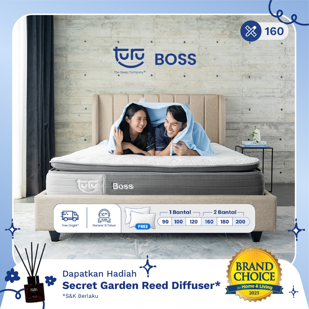 Turu - Kasur Pocket Spring Bed TURU BOSS ukuran 160x200 (Queen Size) Free Bantal