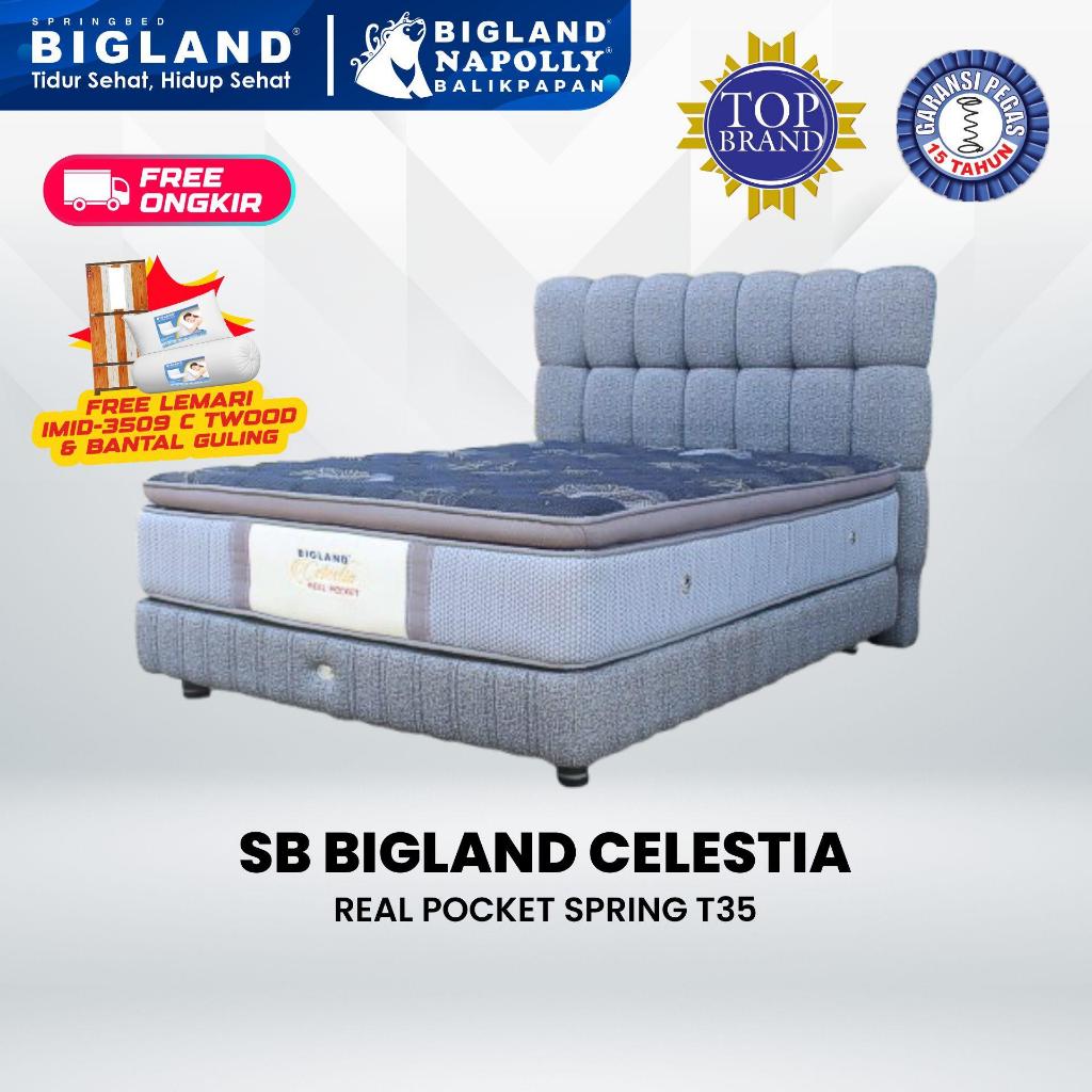 BIGLAND REAL POCKET SPRING T-35 CELESTIA Springbed Pillowtop Tebal 35 cm Kasur 1 Set | Free Lemari &