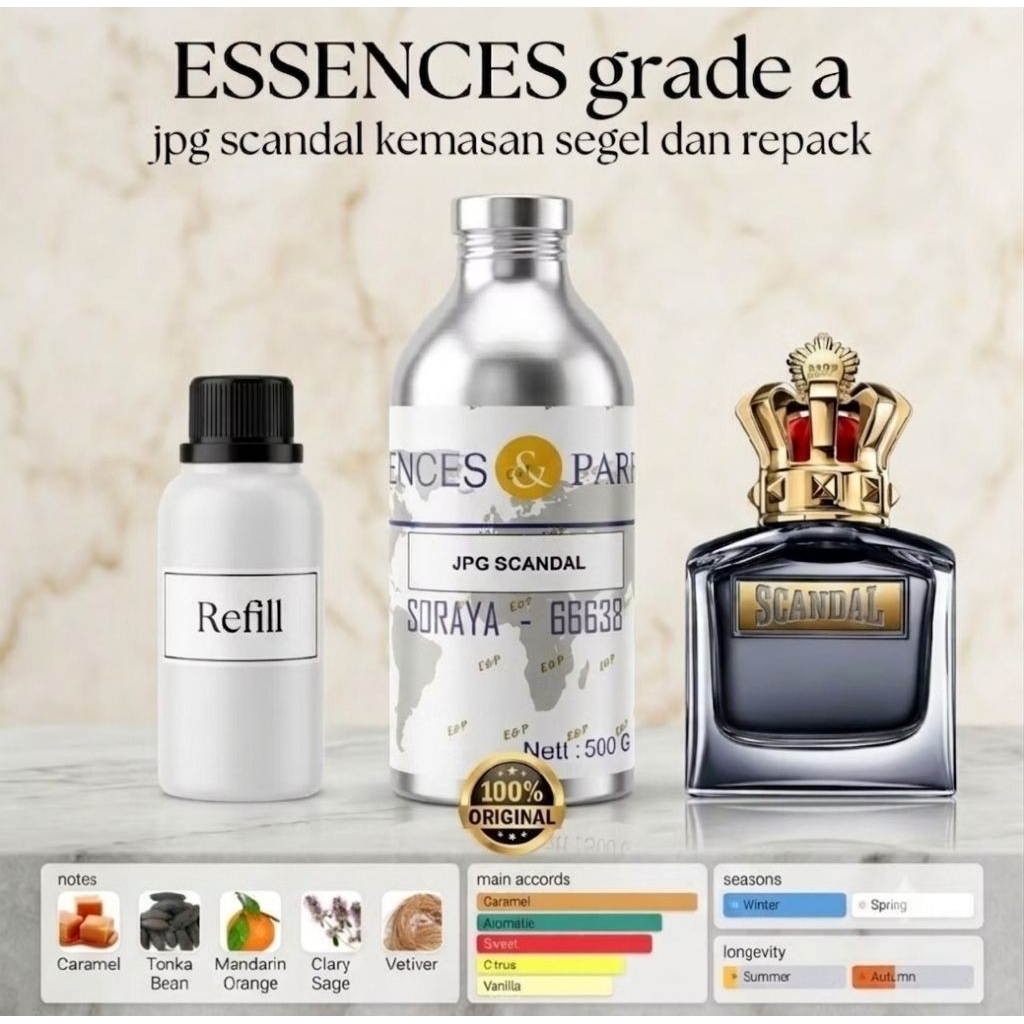 ESSENCES GRADE A/SORAYA/SCANDAL/KEMASAN SEGEL REPACK/BIBIT MURNI