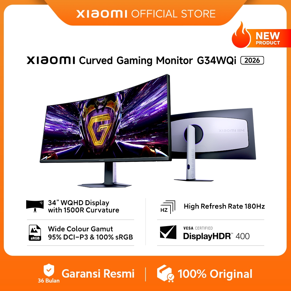 Xiaomi Curved Gaming Monitor G34WQi 2026 | 34' WQHD Display with 1500R Curvature | High Refresh Rate