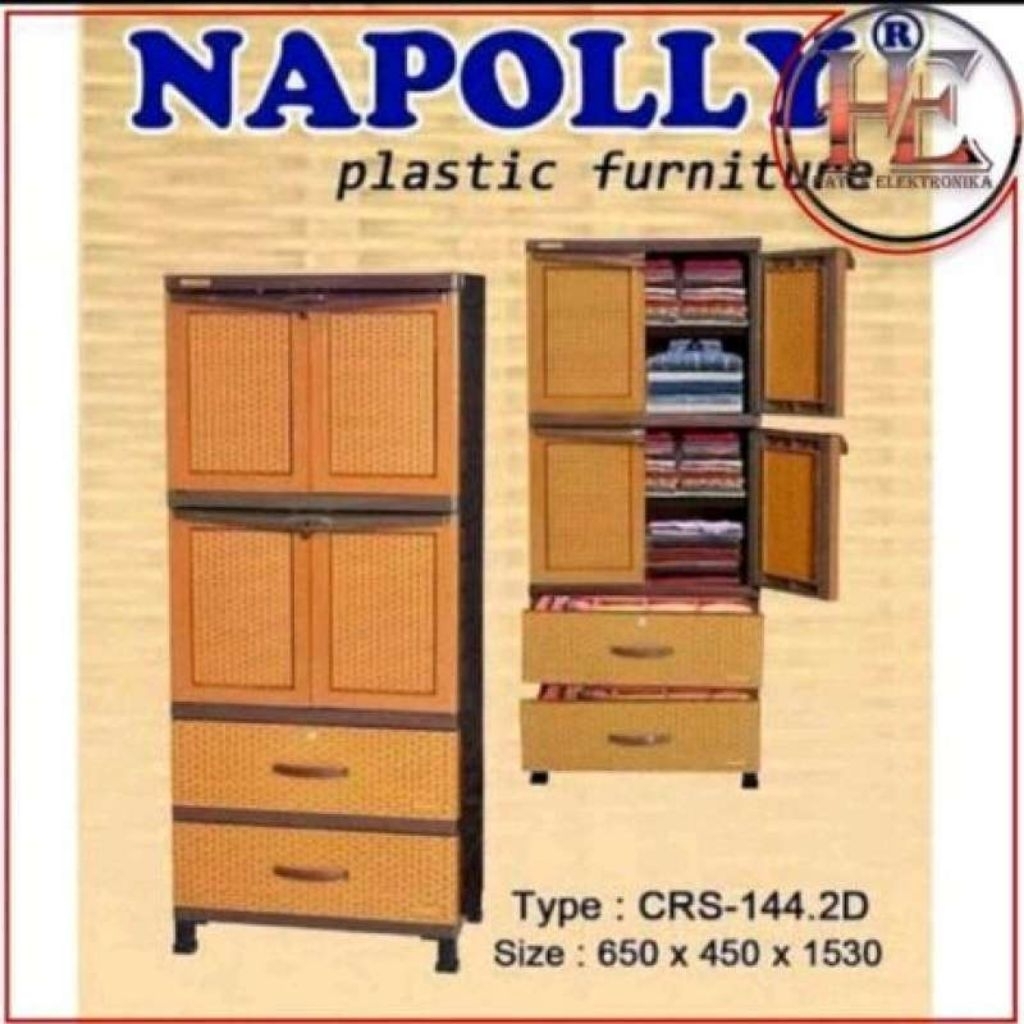 Lemari Pakaian Motif Rotan Laci Napolly (CRS-144 D)