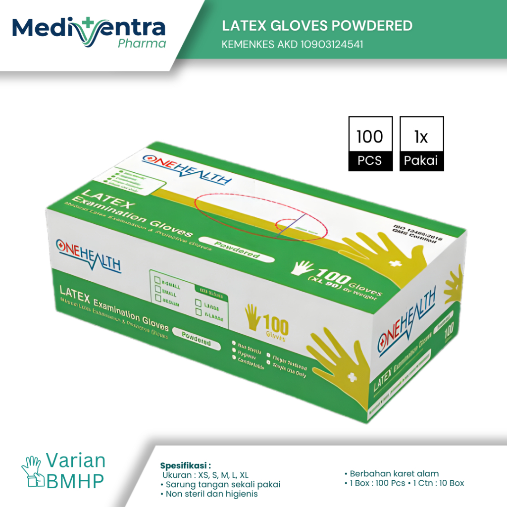 Onehealth Sarung Tangan Latex Powdered Handscoon AKD