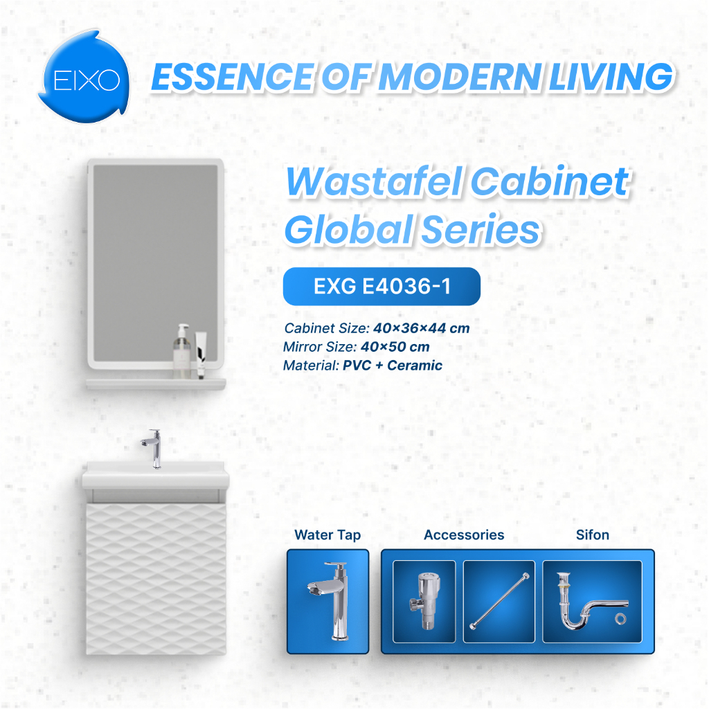Wastafel Kabinet Set Kamar Mandi Minimalis Bahan Keramik PVC 40x36cm