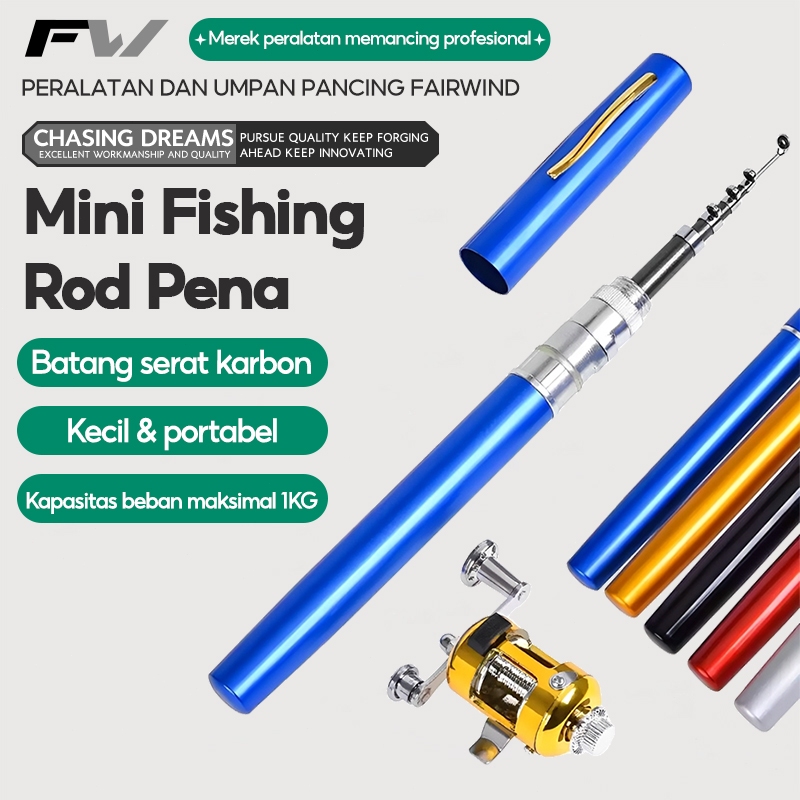 FW Mini Fishing Rod Pena  Pen Fishing Rod Set  Joran Pen Satu set  Paket Satu Set  Joran Pen mini  C
