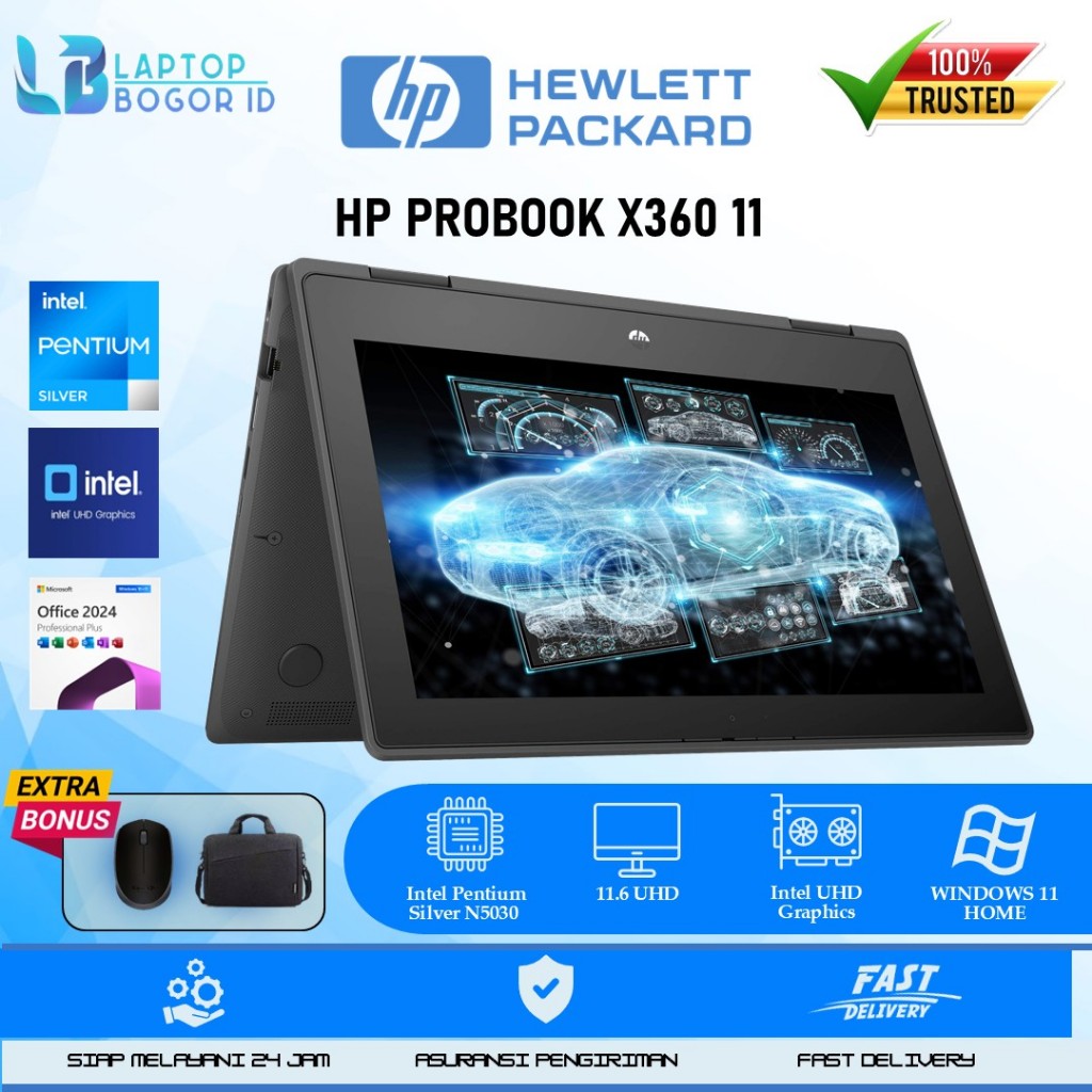 Laptop Touchscreen HP Probook X360 11 Intel Pentium Silver N5030 RAM 8GB 1TB 11 Win11 Profesional