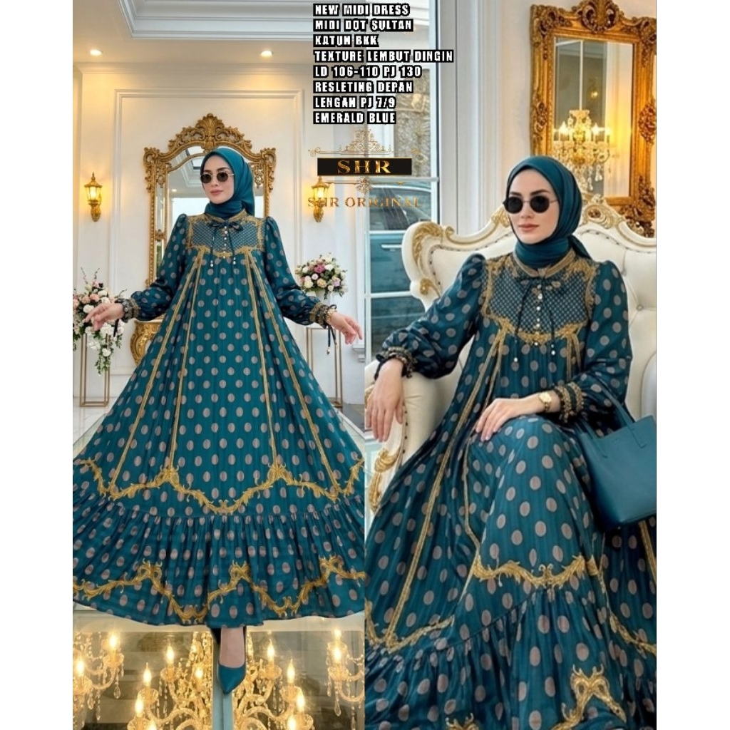 SHR MIDI DRESS MIDI DOT SULTAN SHR TERBARU VIRAL PESTA