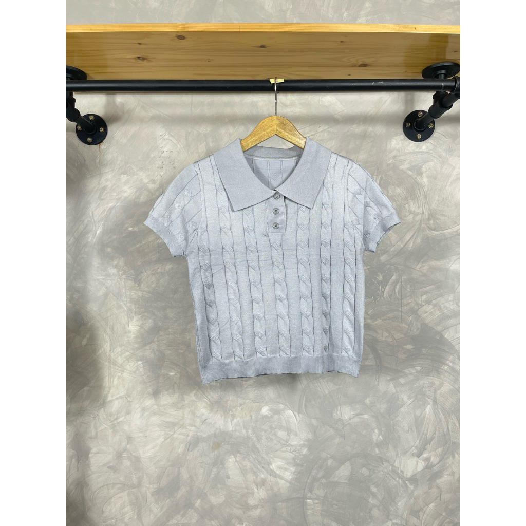 Knit Polo Cable Top